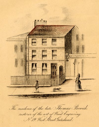 The Residence of the late Thomas Berwick, No. 19, West Street, Gateshead (trægravering) af English School